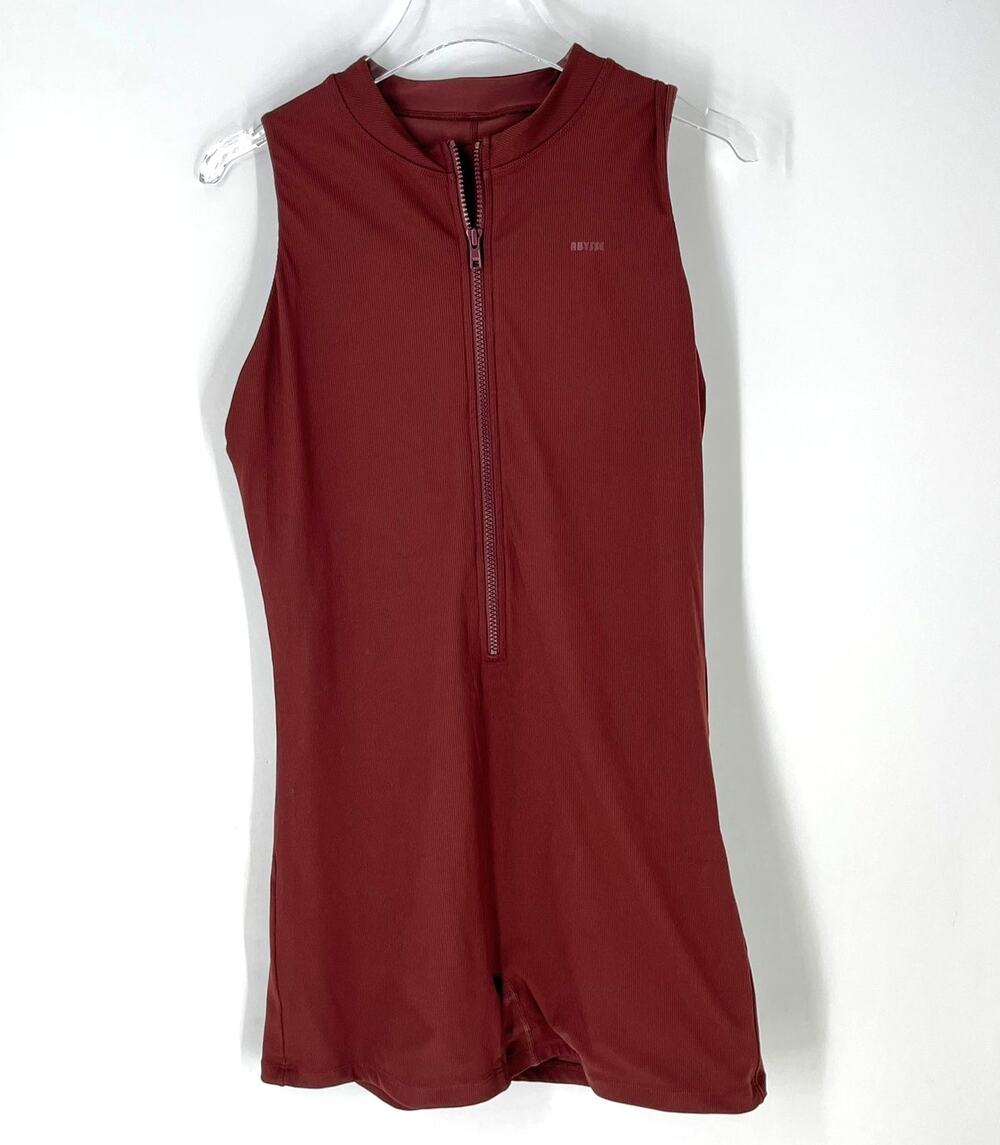 Abysse Joyce Zip Front Swimsuit Romper Brown XXL